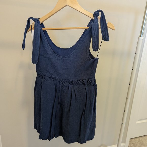 Pink Lily Stepping Out Navy Tie Romper - Medium - Picture 2 of 6